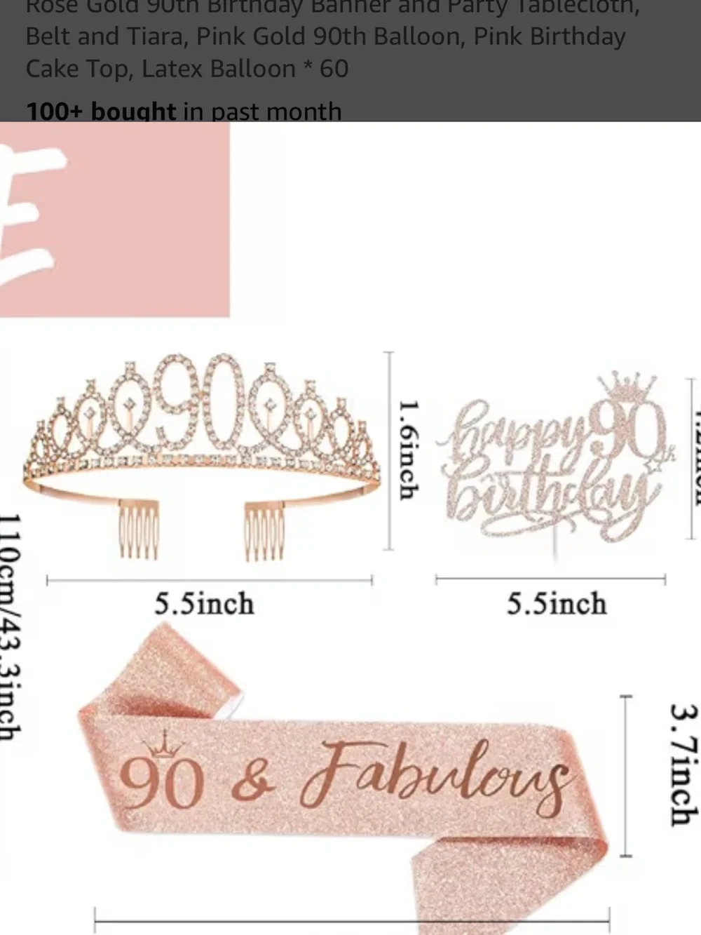 Happy 90th Birthday Rose Gold Backdrop and everything you need for party!